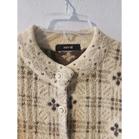 NVR Cardigan Sweater Super Soft!!! Wool Blend Small Beige Tan - Picture 3 of 6
